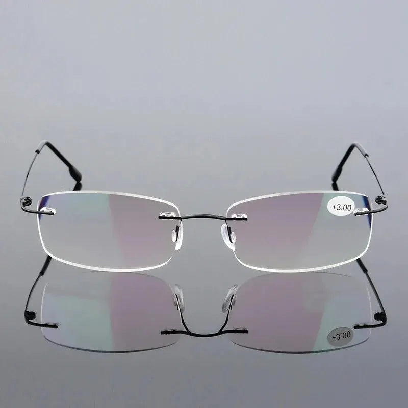 Ultralight TR90 Memory Titanium Rimless Reading Glasses Men&Women Presbyopic Eyeglasses +1.0 +1.5 +2.0 To+3.5 +4.0