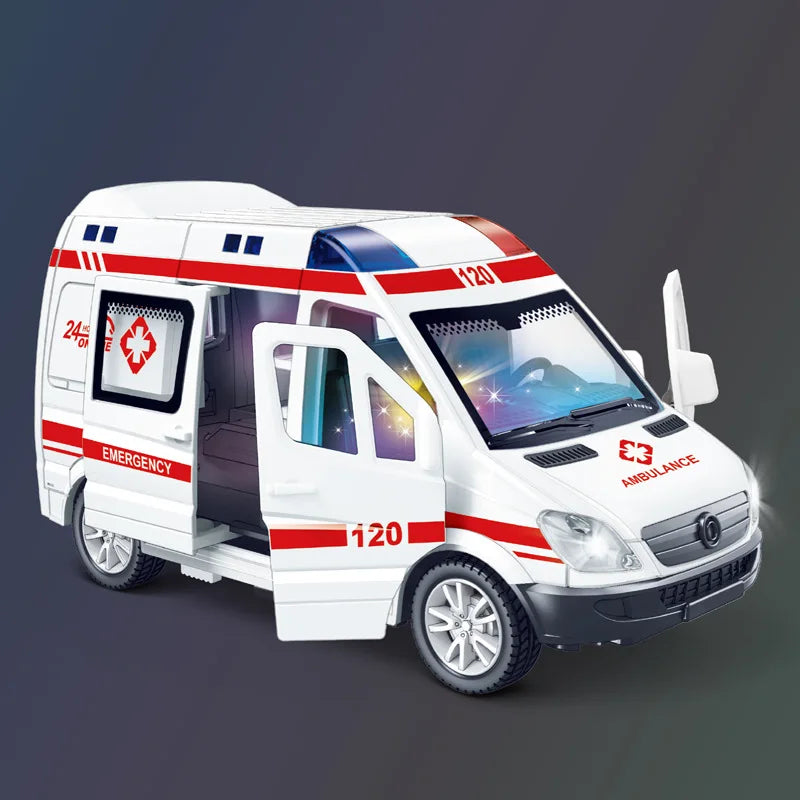 Children With Music And Lights Simulation Police Car Inertia Car Toy Model Boys Police Car 120 Ambulance Toy Children's Gifts