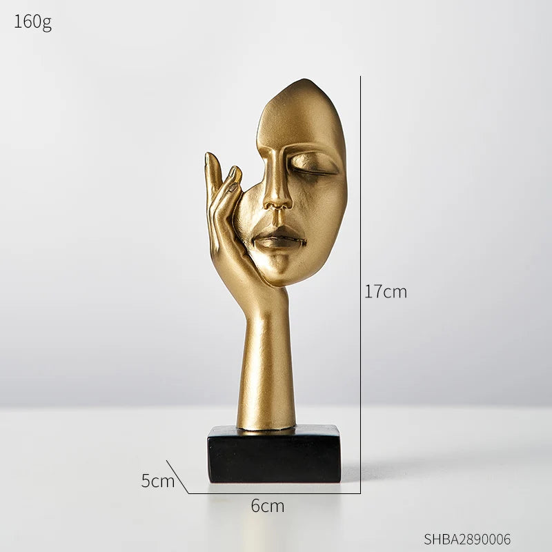 Nordic Statue Abstract Resin Desktop Ornaments Sculpture Miniature Figurines Face Character Art Crafts Office Home Decoration