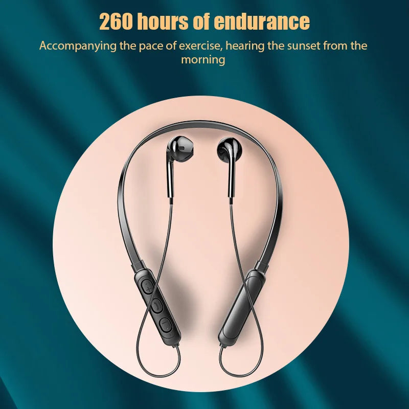 Wireless 9D Bluetooth Headset NeckHanging Stereo Noise Reduction Universal 5.0 Sports Headset Microphone