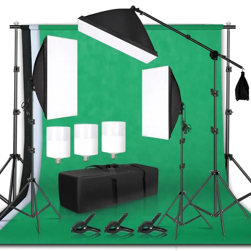 Photography Lighting Kit Umbrella Photo Background Muslin Backdrops Softbox Light Stand Portable Bag Soft BoxFor Photo Studio