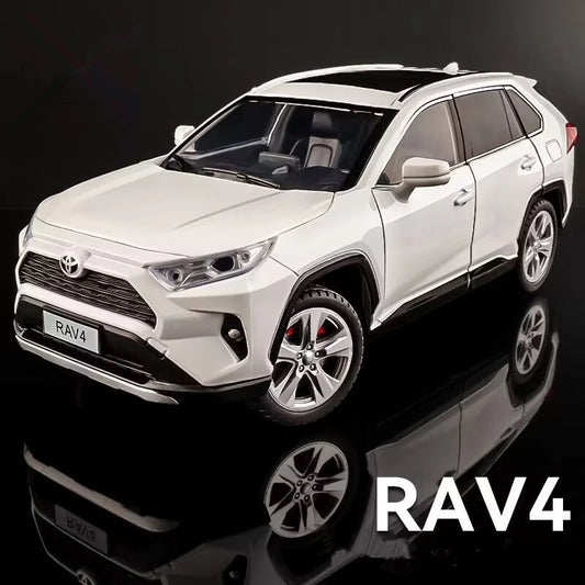 1:24 Toyotas RAV4 SUV Alloy Car Model Diecasts Metal Toy Vehicles Car Model Sound and Light Simulation Collection Childrens Gift