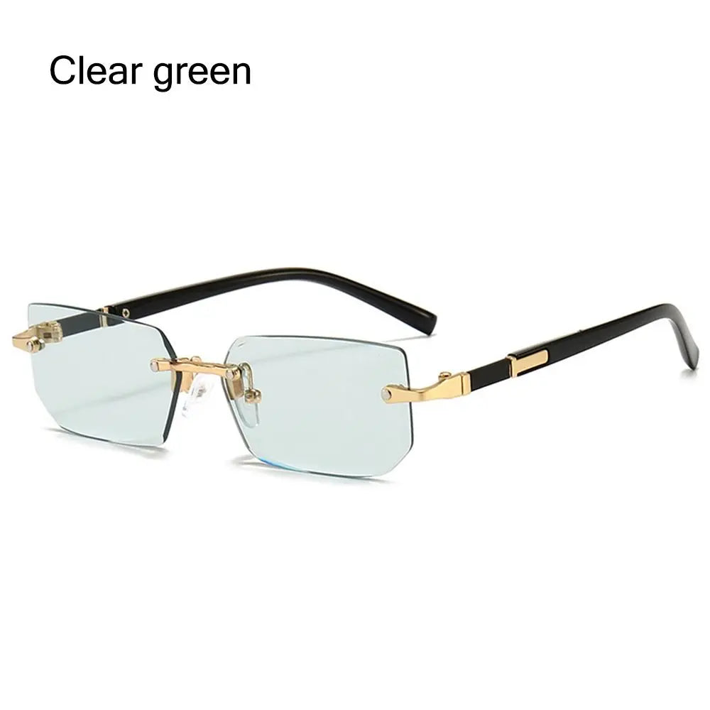 Rimless Sunglasses Rectangle Fashion Popular Women Men Shades Small Square Sun Glasses For Female male Summer Traveling Oculos