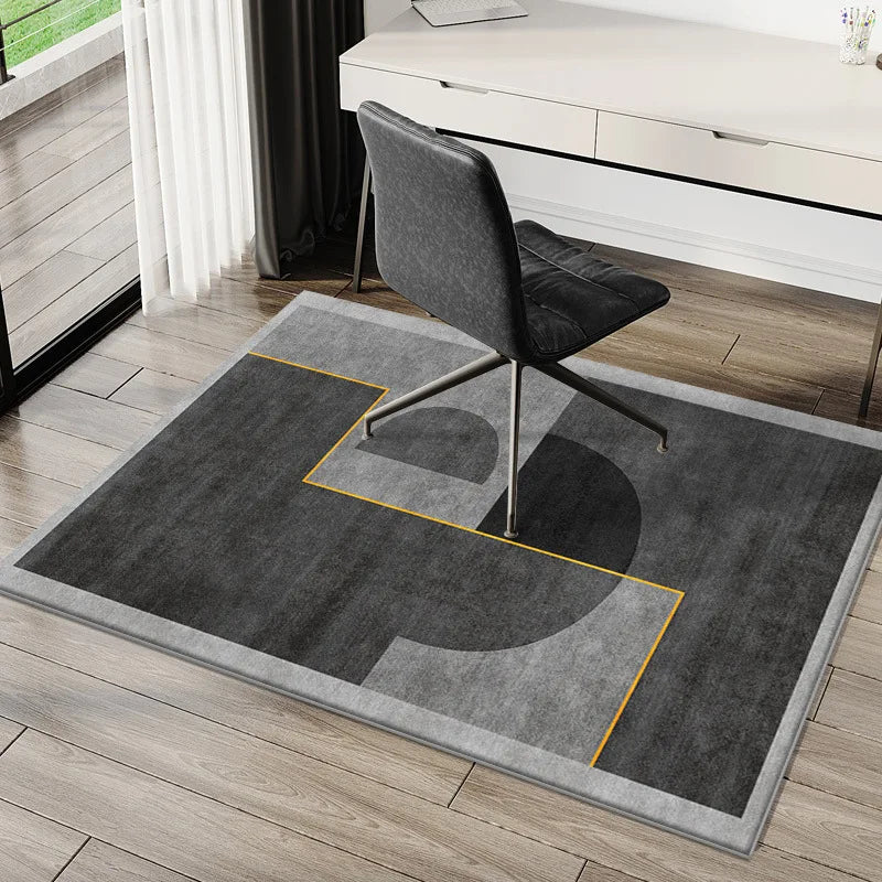 VIKAMA Geometric Carpet Study Office Computer Desk E-Sports Chair Non-Slip Mat Bedroom Rectangular Crystal Velvet Foot Mat