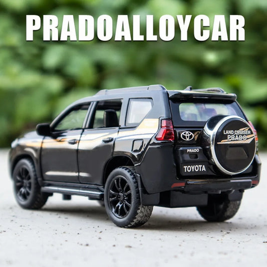 1:32 Toyota Prado Alloy Models Toys Diecast Miniature Car 6 Doors Opened Sound Light Pull Back Toy Adult Gift Collection Hobbies