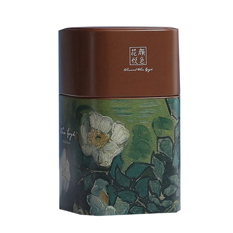 Elegant Tea Stash Jar Durable Metal Container for Herbs Storage Oil Painting Coffee Storage Container Metal Tea Box Dropshipping