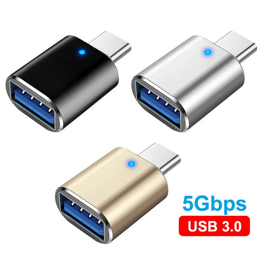 USB 3.0 To Type C Adapter  LED OTG To USB C USB-A To Micro USB Type-C Female Connector For HUAWEI Samsung Xiaomi  POCO Adapters