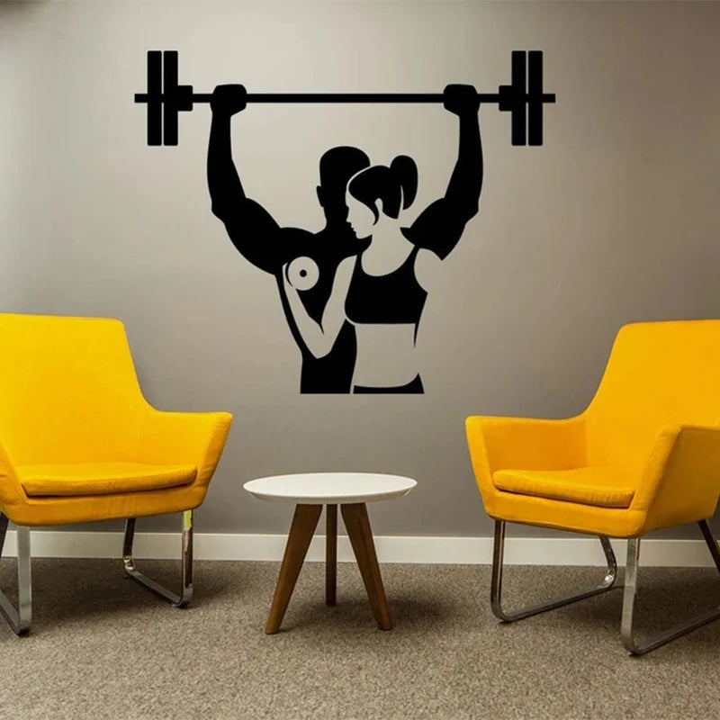 Barbell Crossfit Wall sticker Fitness wall décor Gym Fitness Sportsman sticker Wall Decal for Gym decor Vinyl Sport Decals S212