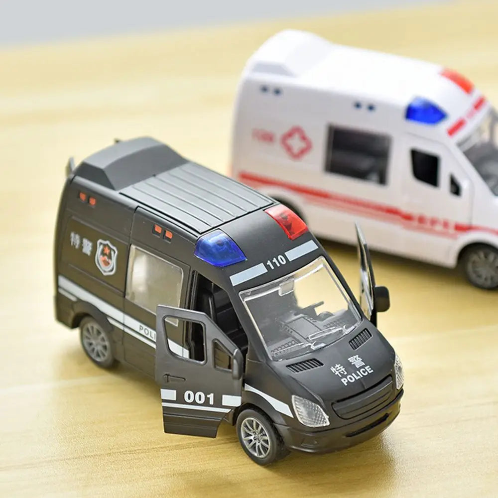 ABS Drop-resistant Police Car Fire Truck Ambulance Toy Smooth Surface Openable Door No Battery Required Coasting Model