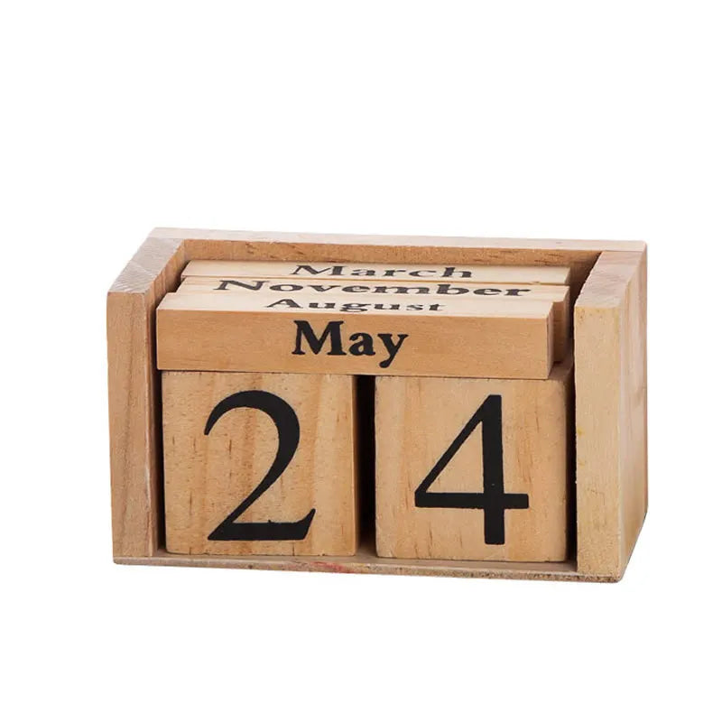 Creative Wooden Perpetual Calendar Eternal Blocks Month Date Ornaments Display Desktop Schedule Daily Planner Home Office Decor