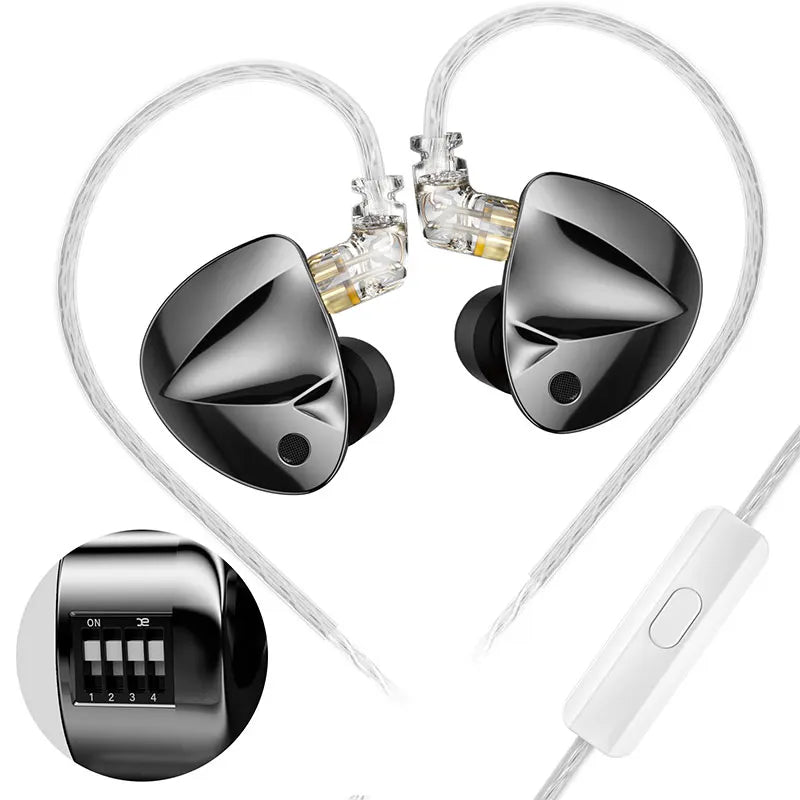 KZ D-Fi Earphones HIFI Bass Earbuds Monitor 4-Level Tuning Switch Headphone Sport Stereo Sound Noise Reduction Headset