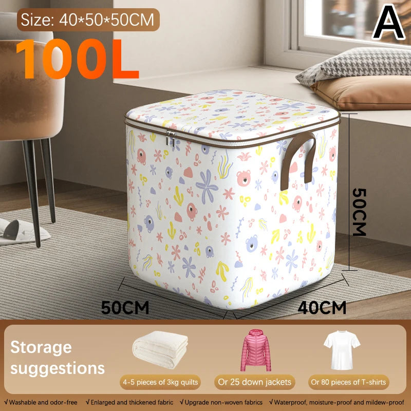 Large Capacity Clothes Storage Bags Closet Organizers Storage Bins Foldable Storage Toy Containers Box Dust-Proof Moving Bag