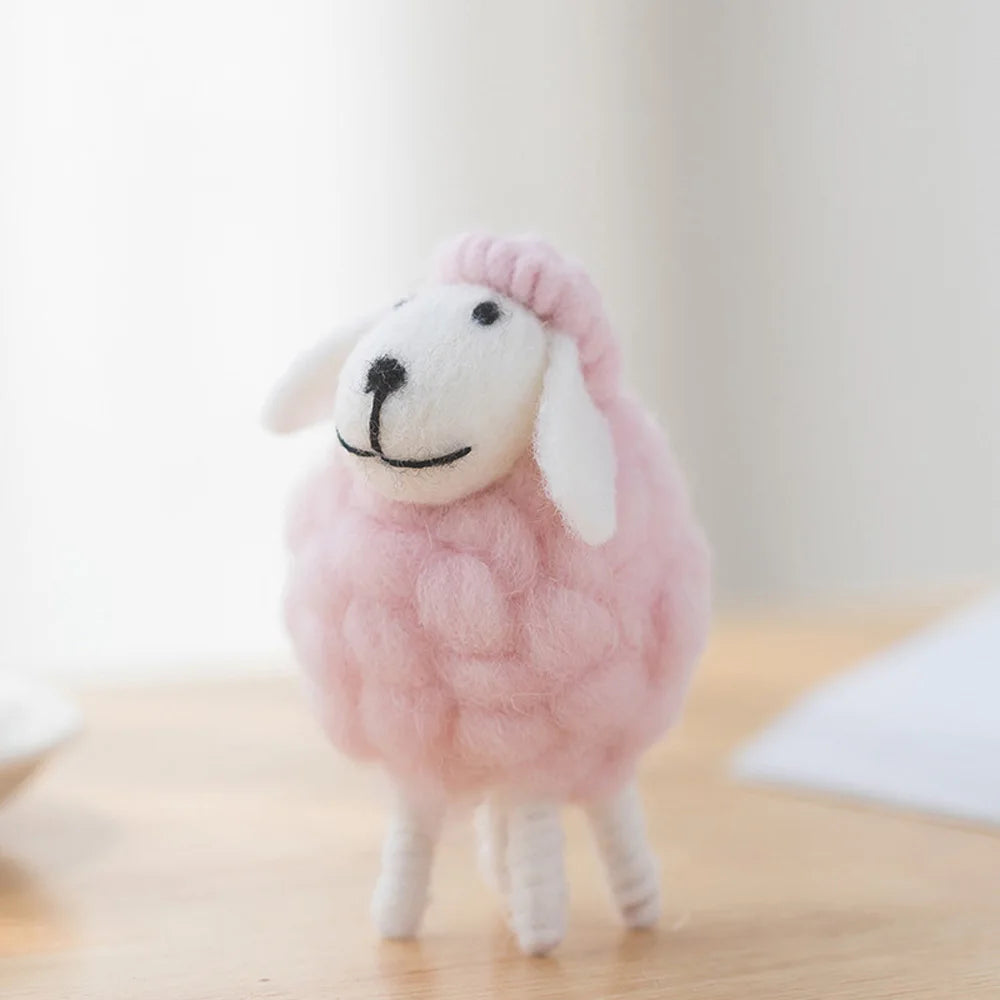 Mini Felt Sheep Figurines Small Ornament Christmas Holiday Wool Statue Miniature Party Supplies Home Decoration