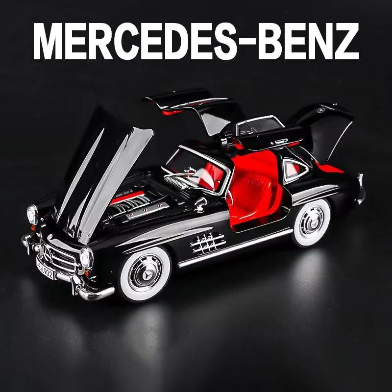 1:24 Scale Car Model Mercedes Benz 300SL Alloy car Model Classic Vintage Diecast Metal Sound Light Collecties Childrens Toy Gift