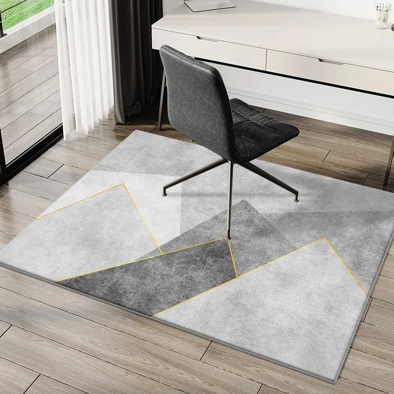 VIKAMA Study Office Computer Desk Geometric Carpet  E-Sports Chair Non-Slip Mat Bedroom Rectangular Crystal Velvet Foot Mat