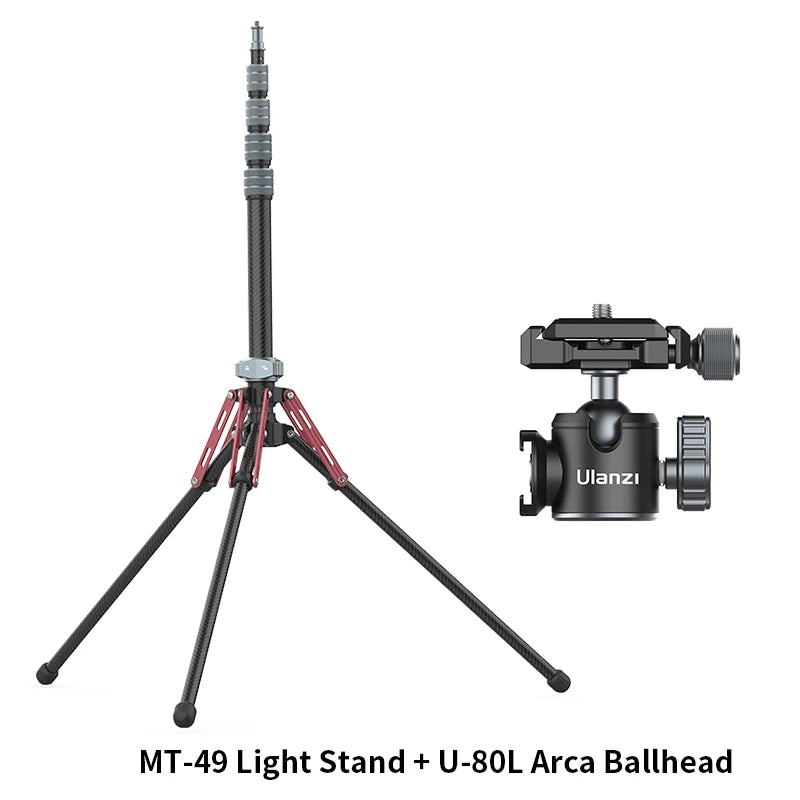 Ulanzi MT-49 1.9M Carbon Fiber Lighting Stand Portable Tripod Photography Light Stand for LED Light Flash Softbox Travel Monopod