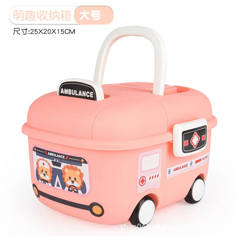 Children's Cartoon Cute Fun Storage Box Cartoon Pulley Design Handling Worry-free Household Baby Sundry Storage Box Sub