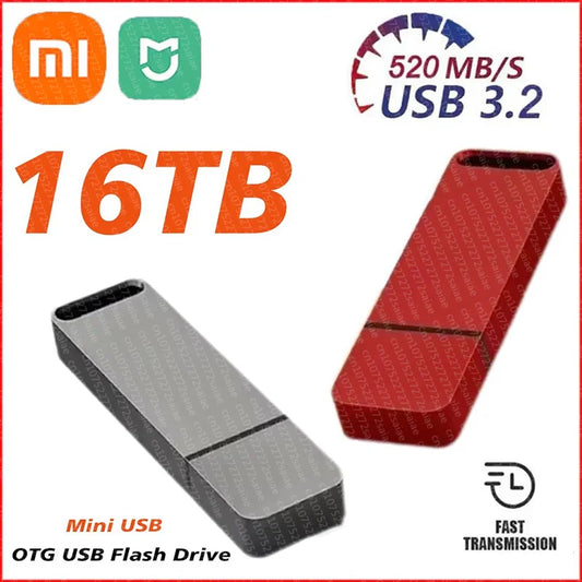 Xiaomi Mijia 16TB Flash Drive OTG USB3.2 Super High Speed Transfer Pen Drive Key 8TB Portable Mini Metal Memory Drive Waterproof