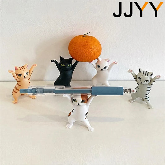 JJYY Cat Statue Pencil Holder Computer Desktop Home Bookshelf Ornament Animal Statue Decoration