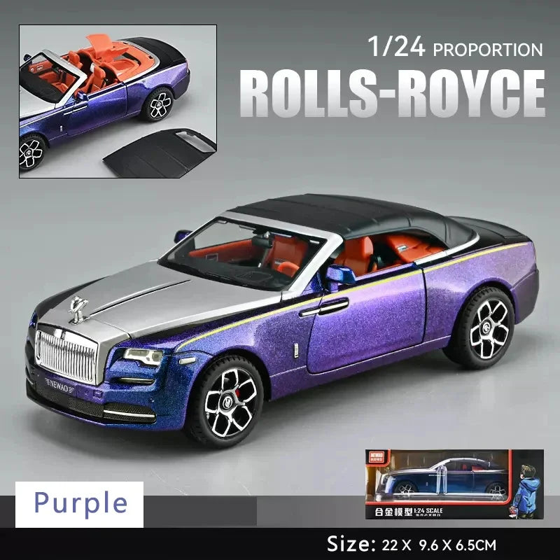 1:24 Rolls Royce Dawn Car Model Simulation Alloy Convertible Sports Car Sound And Light Pull Back Toy Car Boy Collection Gift