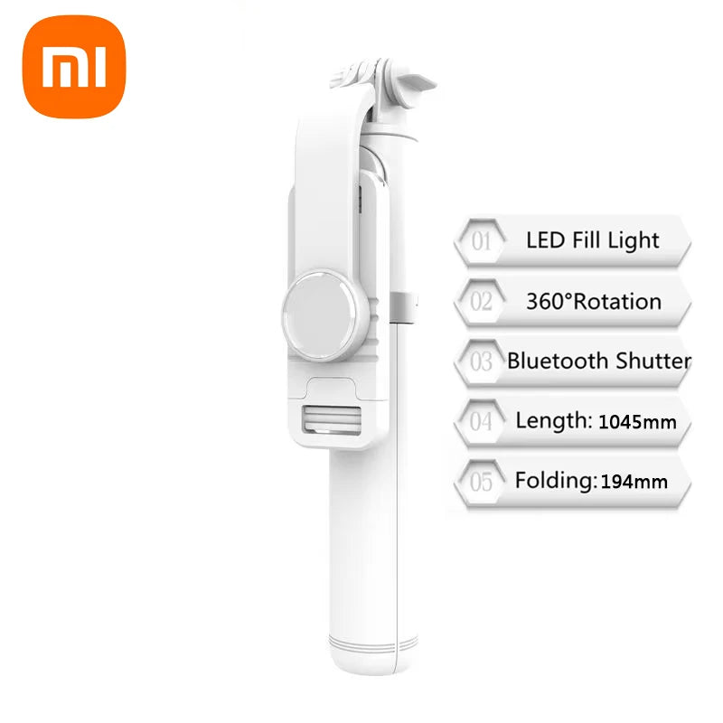 Xiaomi Selfie Stick 1045mm With Wireless Bluetooth LED Fill Light Extended Tripod With Remote Shutter For Android ios Cellphone