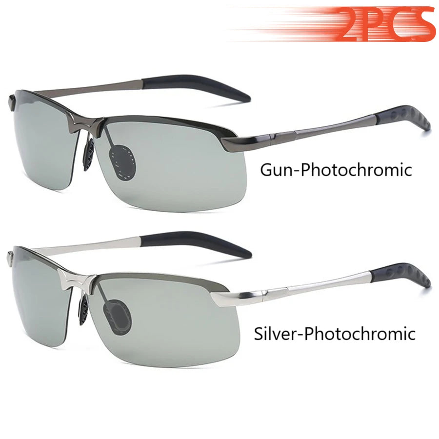 Men Photochromic Polarized Sunglasses Driving Fishing Chameleon Glasses Change Color Sun Glasses Day Night Vision UV400 Eyewear