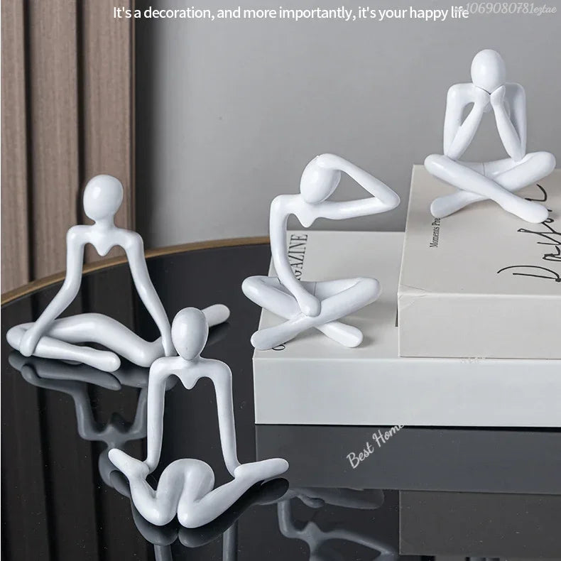 1pc Plastic Thinker Statues Abstract Mini Characters Figurines Home Office Study Room Bookshelf Decor Accessories