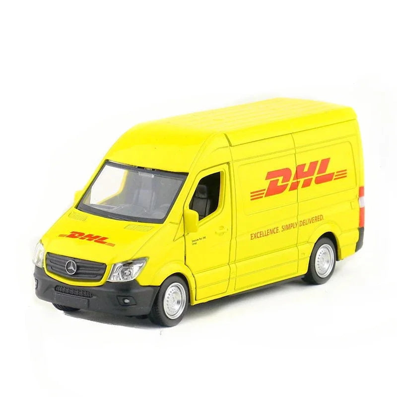 1:36 DHL Express Delivery Truck Model Toy Sprinter MPV Business Vehicle Alloy Diecast Static Simulation Model for Boy Gifts