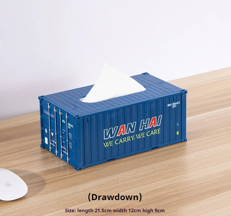 Creative Docker Shipping Container Model Tissue Box Mini Container Model Creative Plastic Living Room Facial Tissue Holder