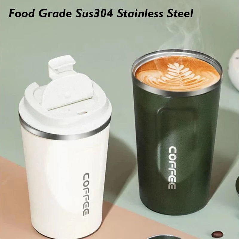 380ml/510ml 304 Stainless Steel Vacuum Insulated Coffee Mug Insulated Cup Outdoor Thermos Cup Sealed Trailing Mug