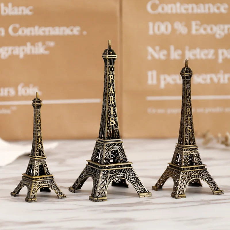 Bronze Paris Eiffel Tower Metal Crafts Home Decor Figurine Statue Model Miniatures Souvenir Home Interior Design Accessories