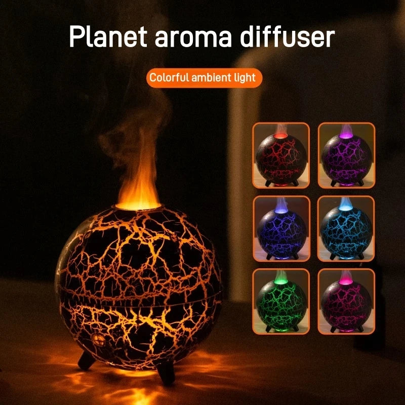 New Planet Colorful Atmosphere Lamp USB Humidifier 200ML Water Tank Can Add Essential Oil Household Mini Aroma Diffuser