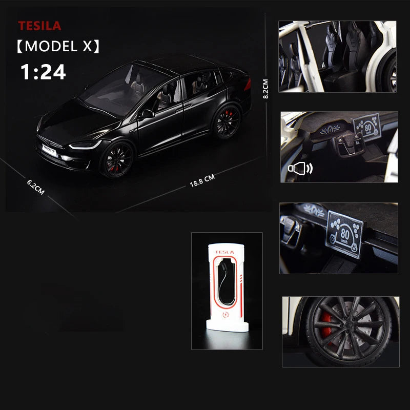 1:24 Model X Model Y Model 3 Alloy Die Cast Toy Car Model Sound and Light Children's Toy Collectibles Birthday gift