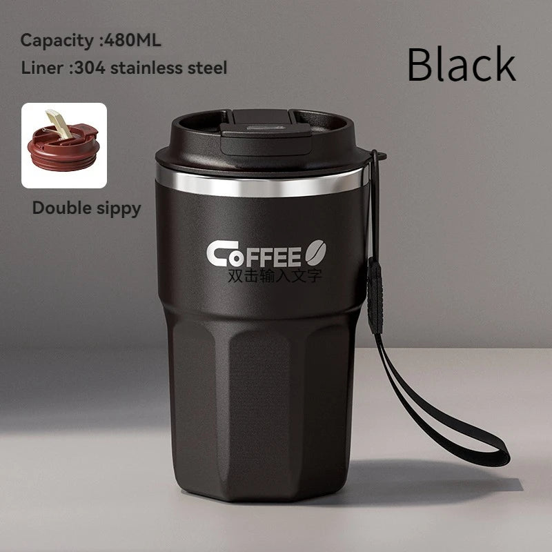 480ML Travel Coffee Mug Stainless Steel Thermal Mug Leakproof Tea Coffee Cup Car Vacuum Flasks Portable Insulated Bottles