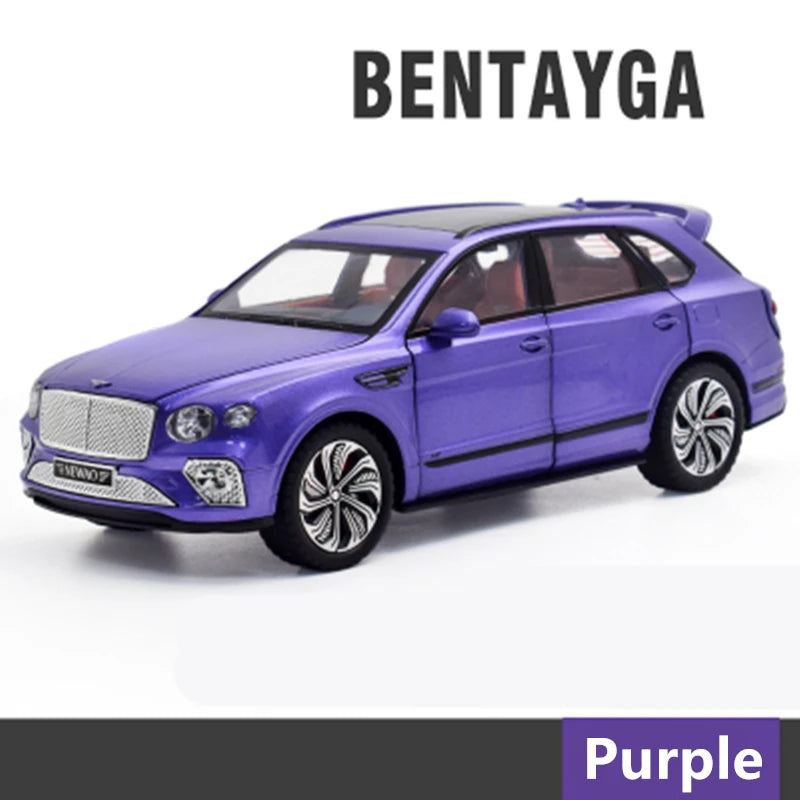 1:24 Bentayga SUV Alloy Luxy Car Model Diecast Metal Toy Vehicles Car Model High Simulation Sound and Light Collection Kids Gift