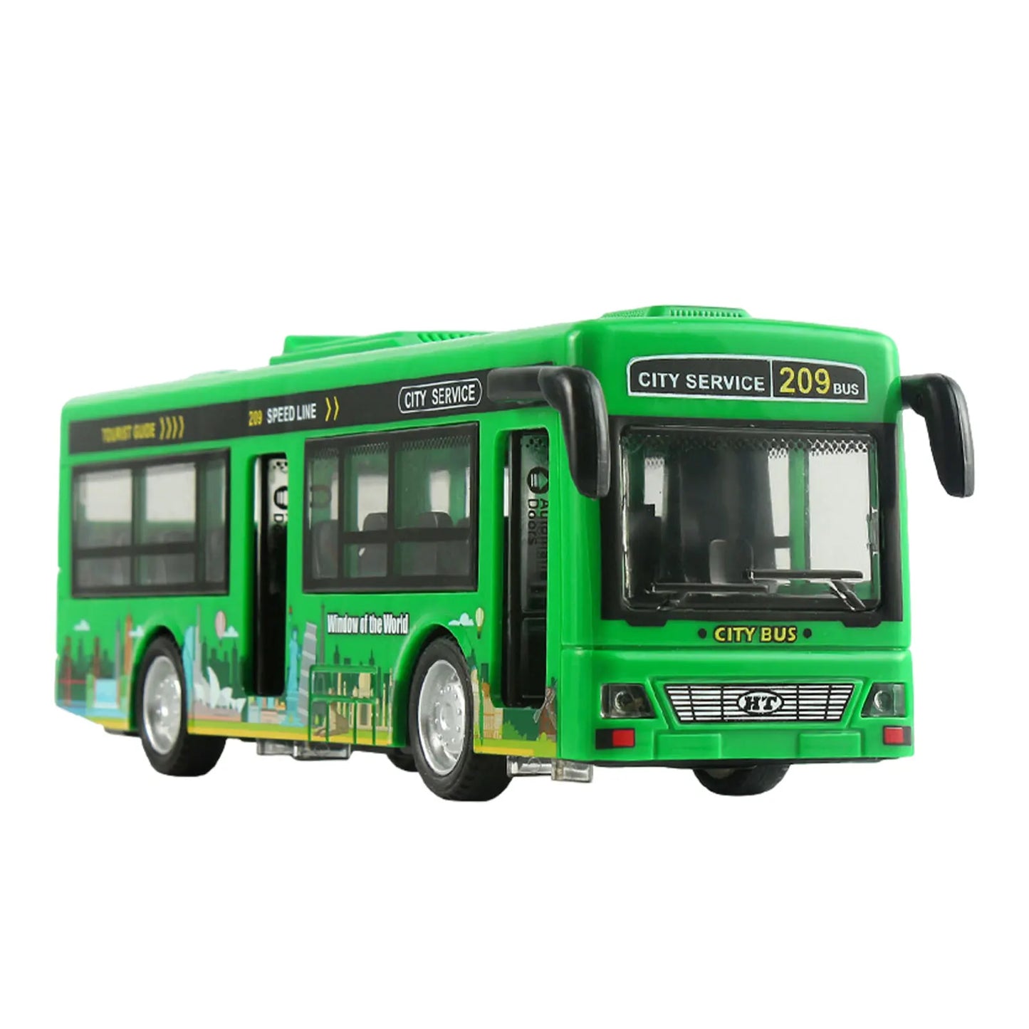 Openable Doors Built-in Lighting Music Simulated Bus Toys Interactive Toy Car Collection Educational Toy Boy Girl Birthday Gifts