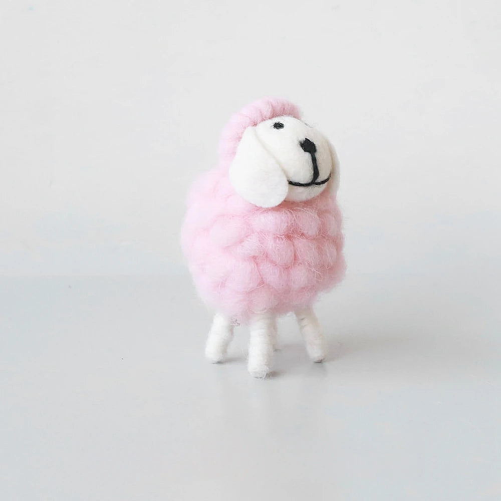 Cartoon Sheep Wool Felt Lamb Mini Table Ornament  For Home Furnishings Desktop Decor Birthday Party Festival Gift