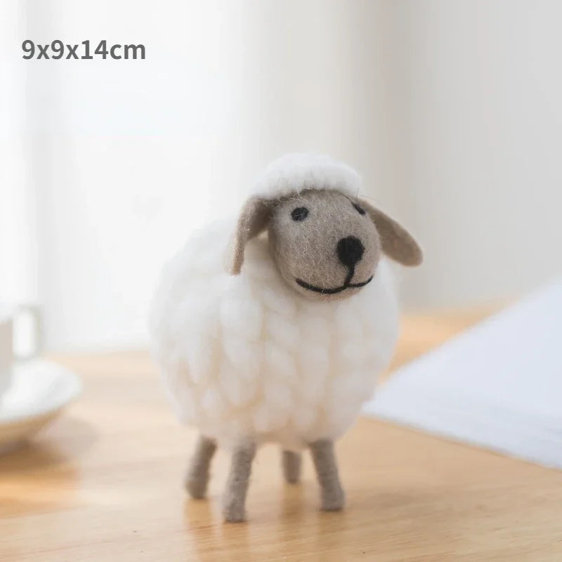 Handmade wool felt filled sheep small ornaments creative ins bedroom desktop home furnishings statue miniature crafts pendant