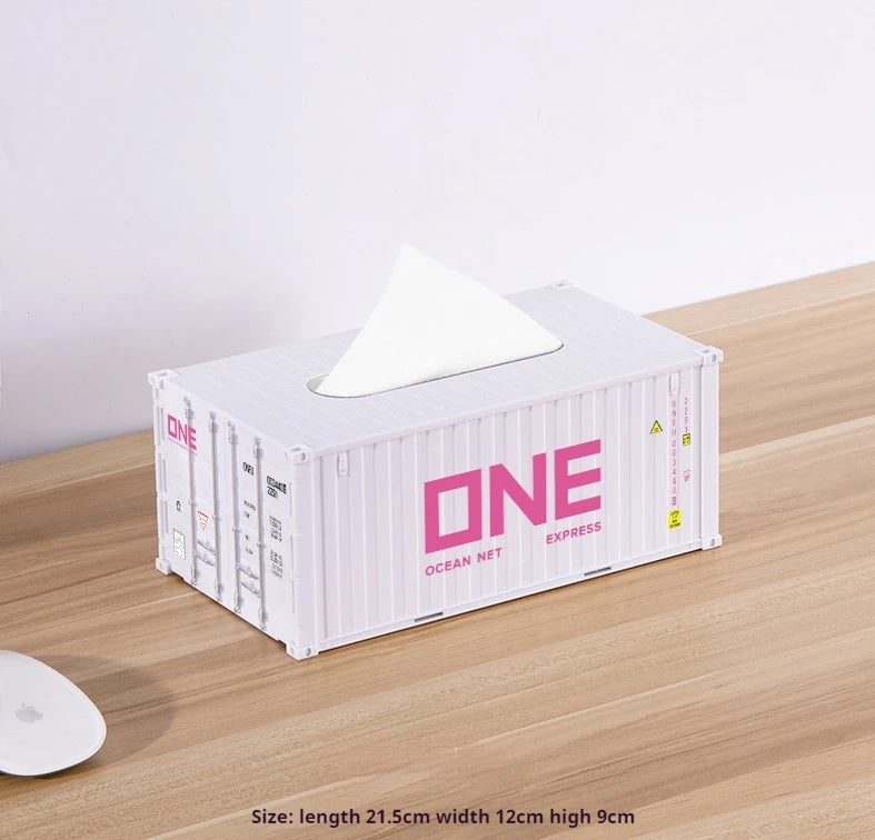 Creative Docker Shipping Container Model Tissue Box Mini Container Model Creative Plastic Living Room Facial Tissue Holder