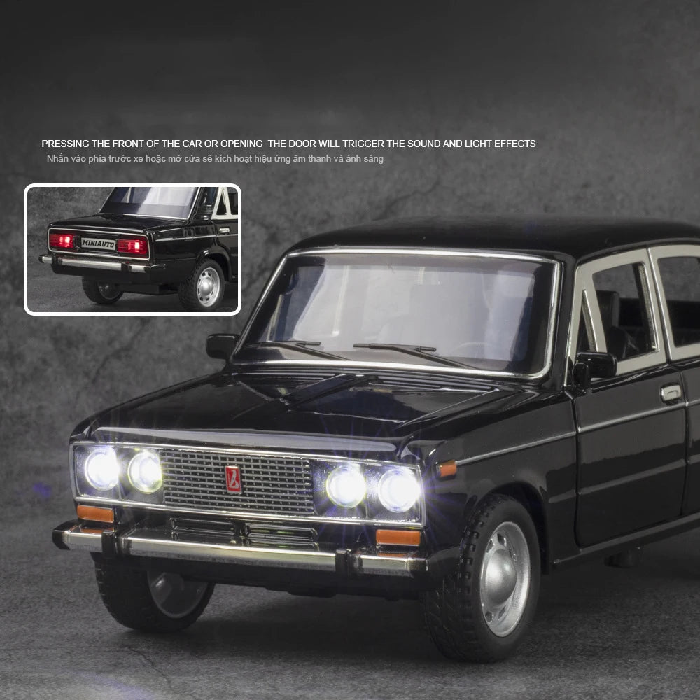 1:24 Russian LADA 2106 Alloy Car Die Cast Toy Car Model Sound and Light Children's Toy Collectibles Birthday gift