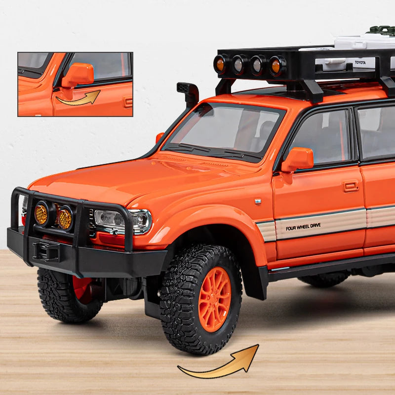 1/24 Toyota Land Cruiser LC80 Alloy Car Model Diecast Metal Off-road Vehicles Car Model Sound and Light Simulation Kids Toy Gift