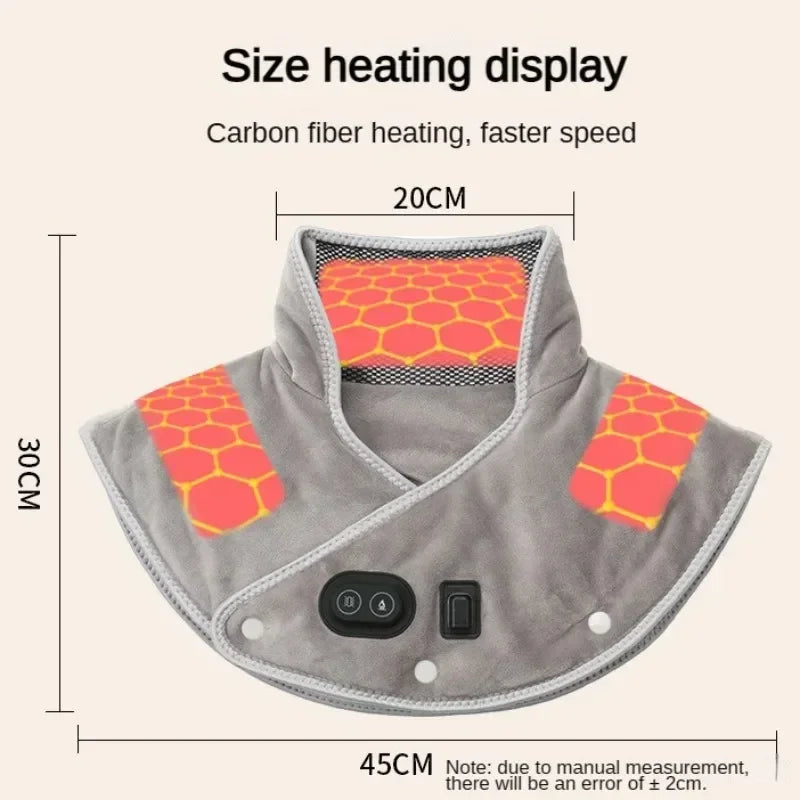 Electric Heating Shoulder Neck Pad Cervical Wrap Three Gear Thermal Compress Massager Vibration Shawl Warm Back Tool Relax Brace