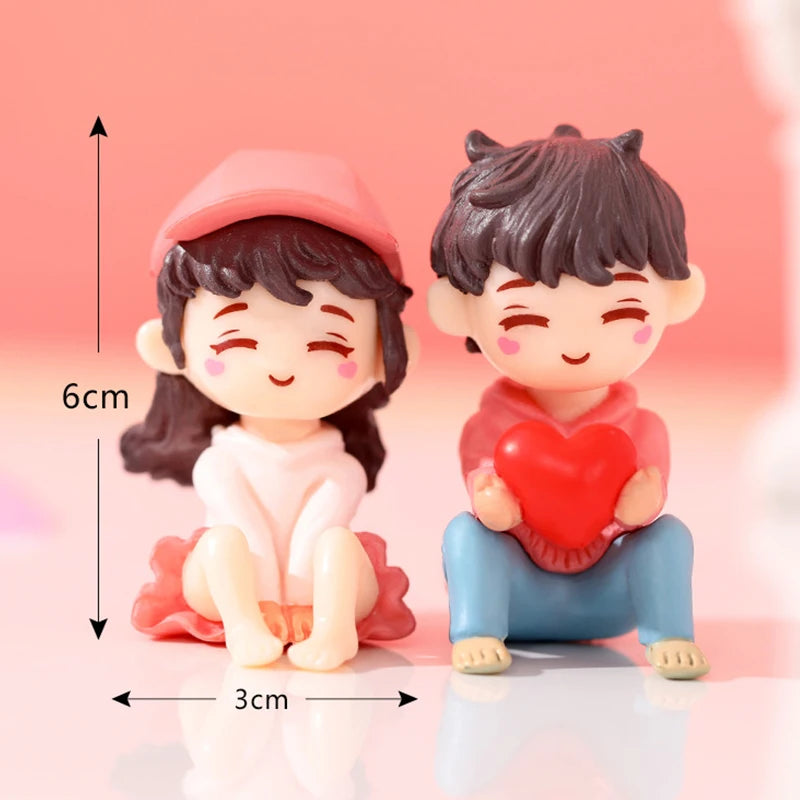 Mini Cute Figurines Couple lover Miniature Wedding Gift Miniature Landscape Ornaments Fairy Garden Bonsai DollHouse Decorations