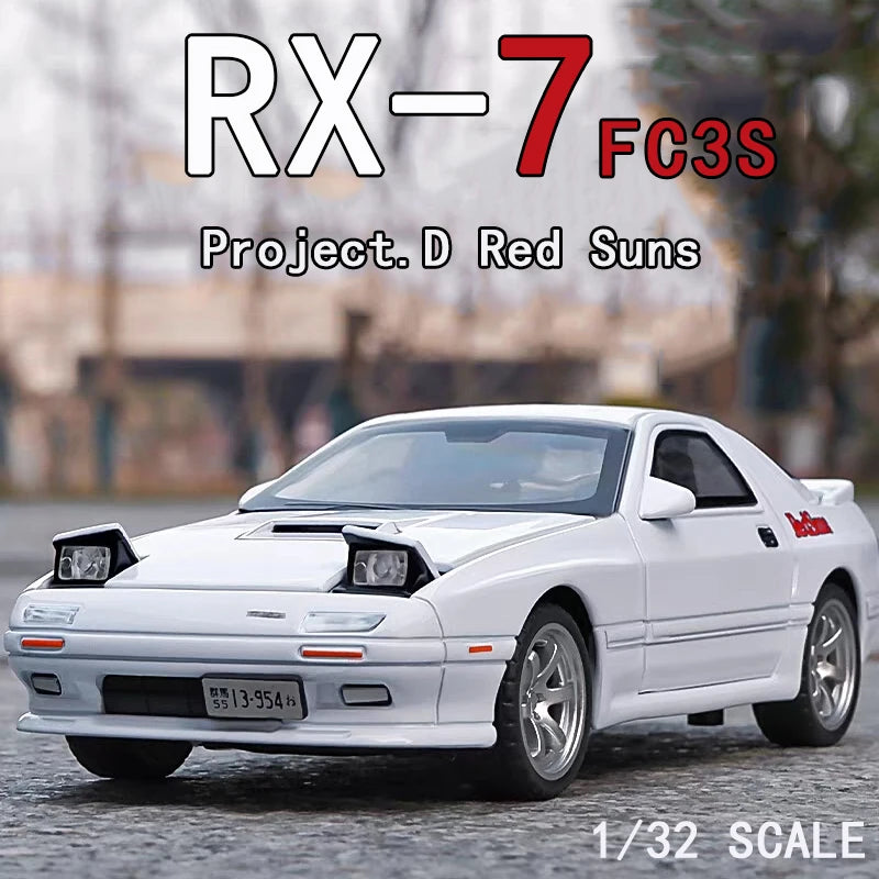 1:32 Simulation RED SUNS RX7 FC3S Metal Alloy Model Cars Diecasts Toy Vehicles Car Decoration Christmas Gift Kid Toys For Boy