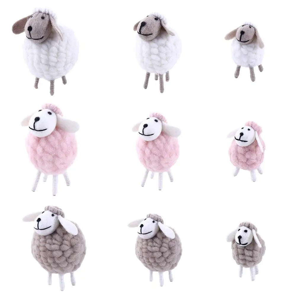 Cartoon Sheep Wool Felt Lamb Mini Table Ornament  For Home Furnishings Desktop Decor Birthday Party Festival Gift