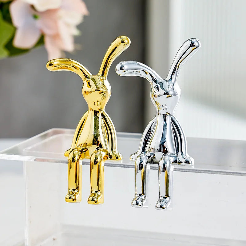 Long-Eared Rabbit Double Statue Cartoon Decoration Accessories Living Room Bedroom Car Decor Desktop Decorative Ornamet 1/2/4Pcs