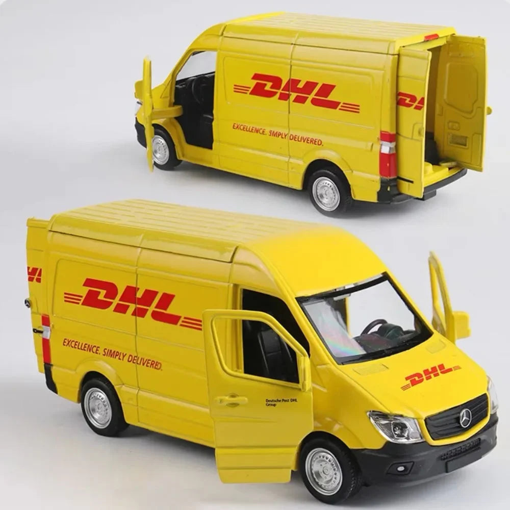 1:36 DHL Express Delivery Truck Model Toy Sprinter MPV Business Vehicle Alloy Diecast Static Simulation Model for Boy Gifts