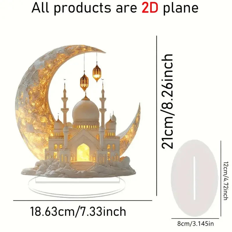 Ramadan Festival 2D Acrylic Moon Craft Ornaments 2025 New Eid Al-fitr Mubarak Decorations Islamic Muslim Home Party Table Gift