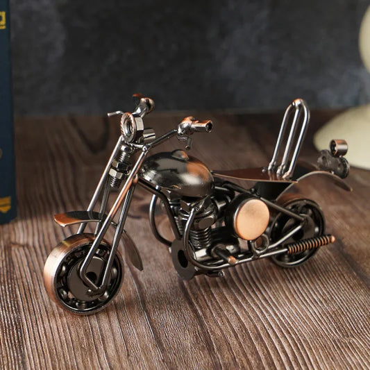 Retro Iron Art Motorcycle Model Ornaments Art Nostalgia Collection Harley Motorcycle Figurines Sculpture for Home Decor