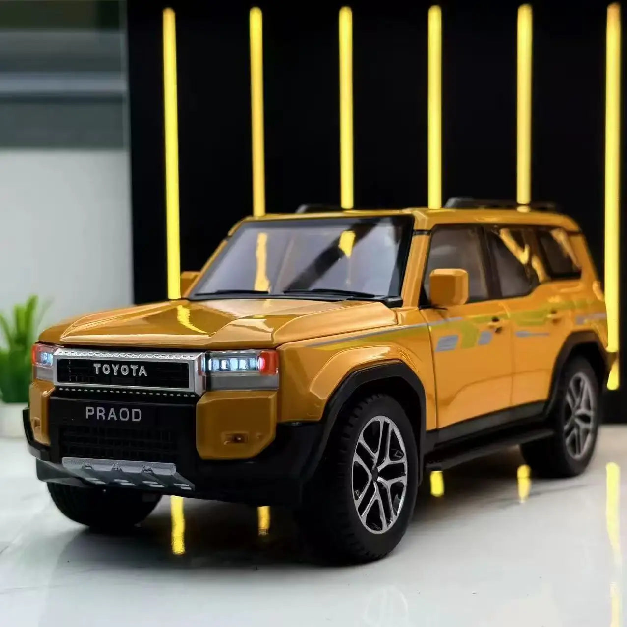 1/24 Toyota 2024 PRADO Land Cruiser Lc250 Alloy Car Model Diecast Metal Toy Off-road Vehicle Car Model Sound and Light Kids Gift